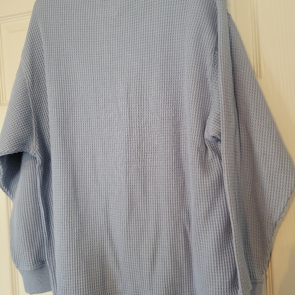 aerie womens waffle crewneck sweatshirt Light Blue Size Medium Oversized - Picture 4 of 4